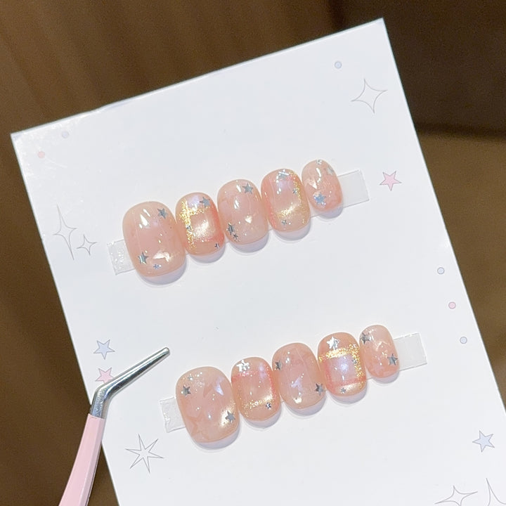 Glamorous artificial nail tips with star design Stornfield