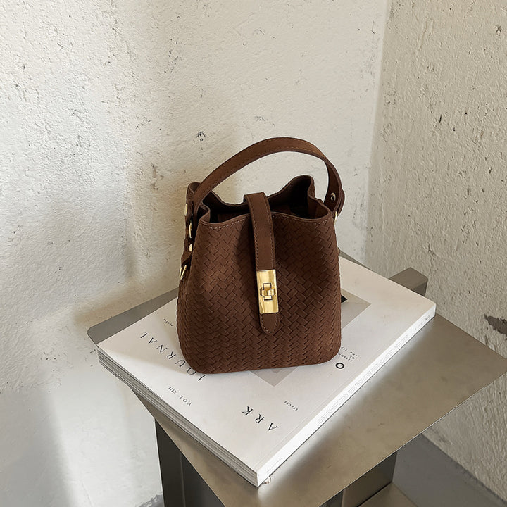 Woven Leather Bucket Handbag