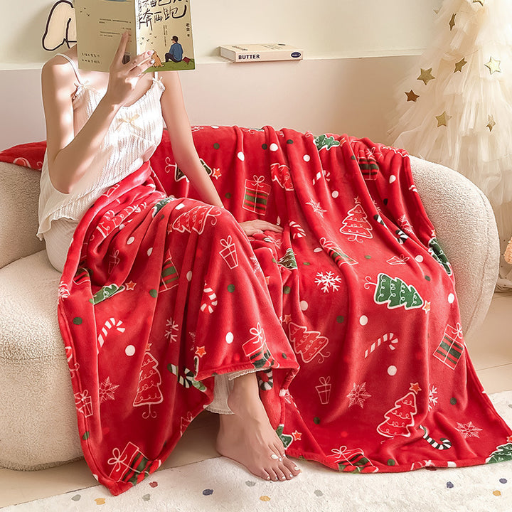 Cozy Holiday-Themed Fleece Throw Blanket