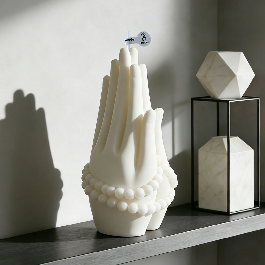 Sculpted Hands Decorative Candle