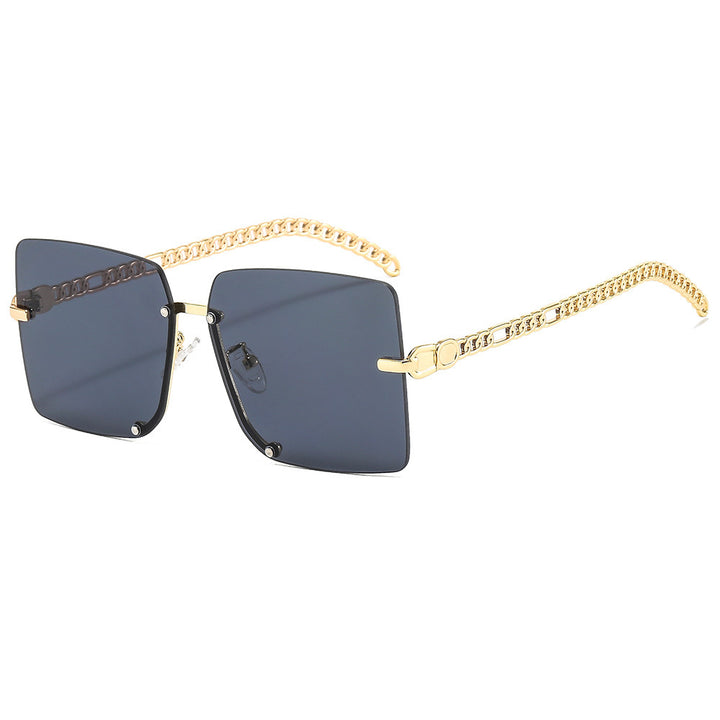 Women's fashionable sunglasses with luxurious chain arm and rectangular frame Stornfield