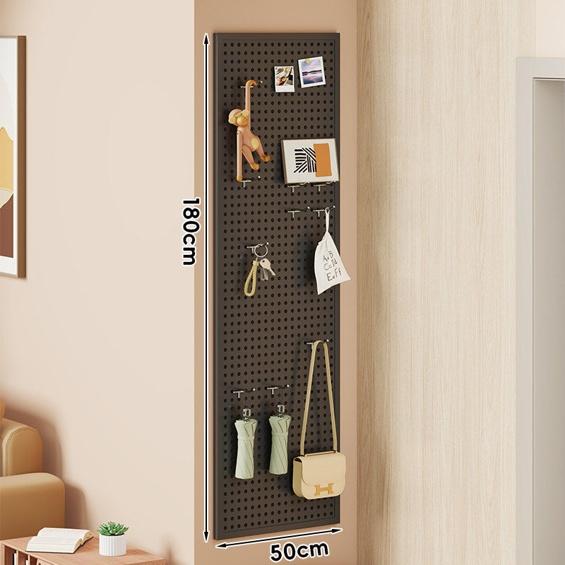 Large Vertical Perforated Wall Storage Panel with Adjustable Hooks and Accessory Mounts
