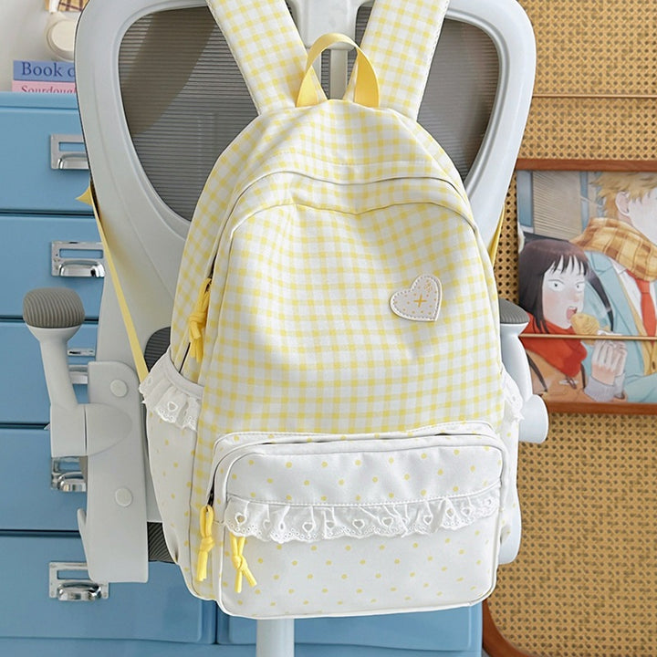 Stylish Gingham Patterned Backpack Stornfield