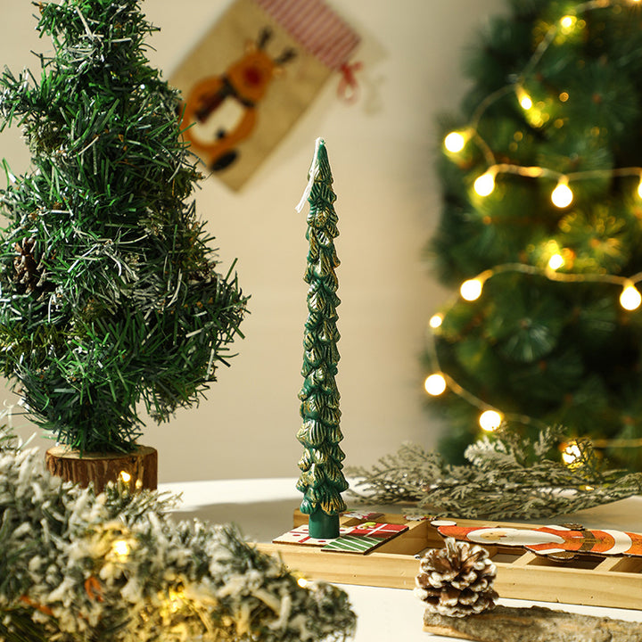 Handcrafted Sculpted Christmas Tree Taper Candle