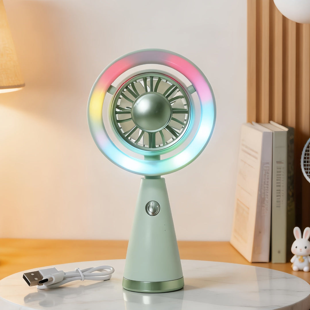 Women's Portable Mini Fan with Colorful LED Light Stornfield