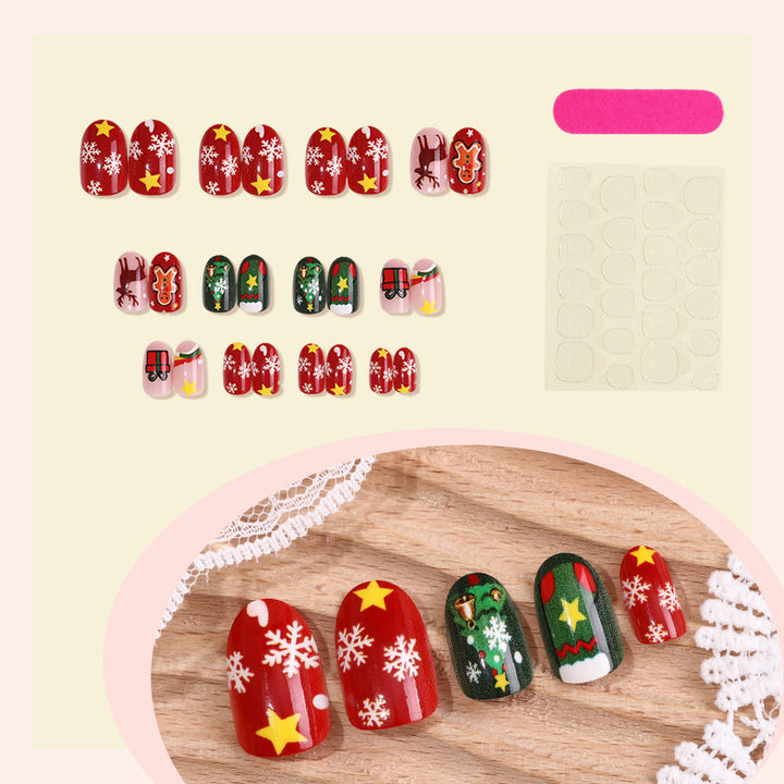 Christmas-Themed Press-On Nail Art Set with Festive Holiday Designs Stornfield