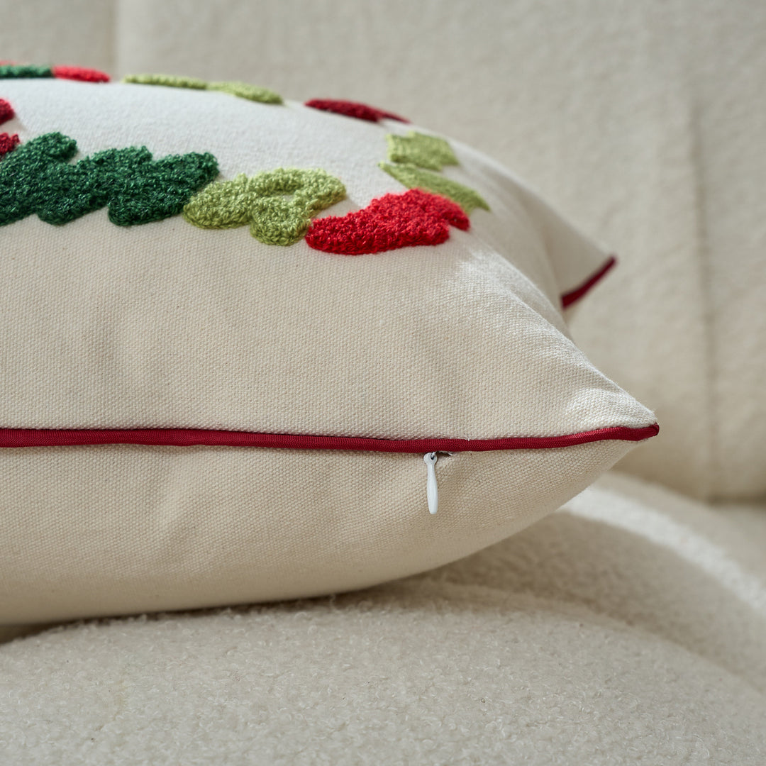Festive Tufted Chenille Merry Christmas Lumbar Throw Pillow