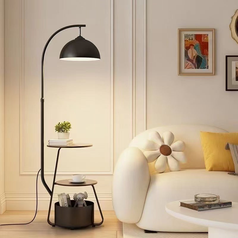 Modern Arc Floor Lamp with Integrated Side Table