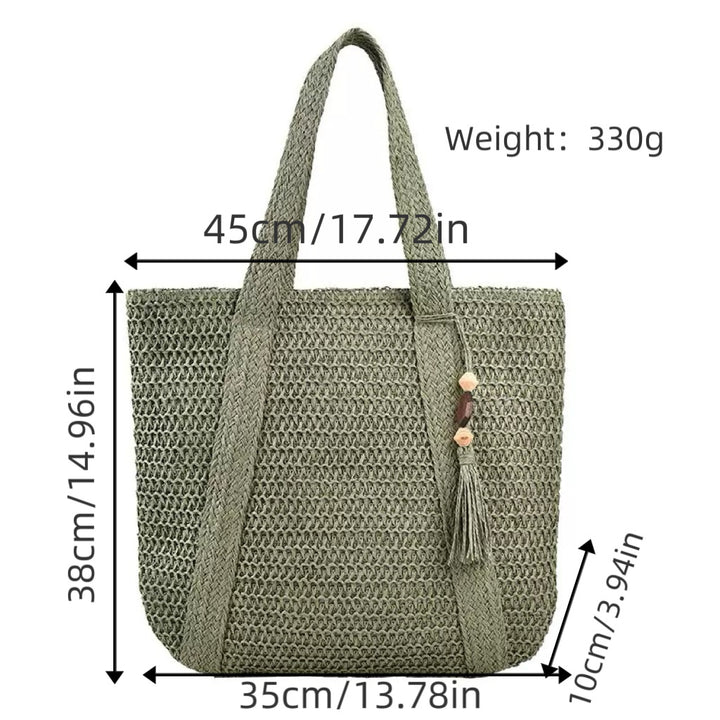 Braided beach bag with fringe detail Stornfield