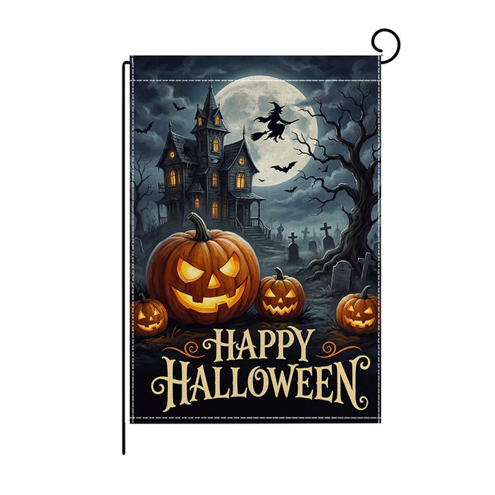 Heavy-Duty Halloween Spun-Polyester Decorative Yard Flag with Playful Ghosts and Jack-o'-Lanterns
