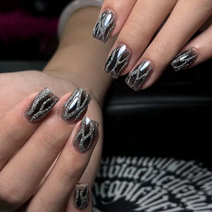 Glamorous gel nails with shimmering pattern Stornfield