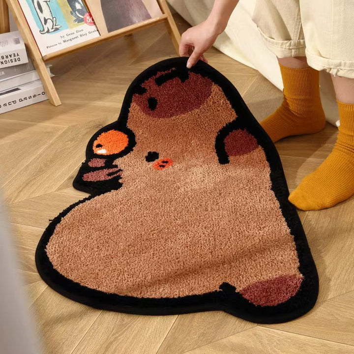 Plush Cartoon Animal-Shaped Non-Slip Accent Rug for Entryway and Bathroom