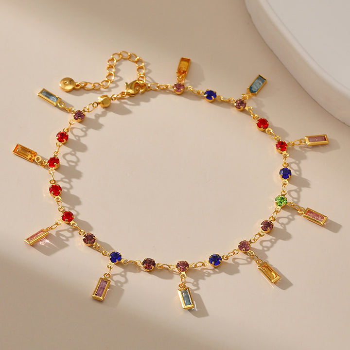 Colorful Gemstone Charm Anklet Stornfield
