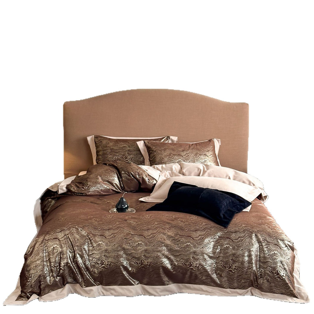 Elegant Reversible Duvet Cover and Pillowcase Set with Jacquard Flower Panel and Fine Quilted Edge