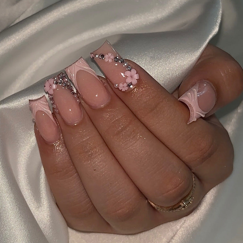 Elegant Floral Acrylic Press-On Nail Set Stornfield