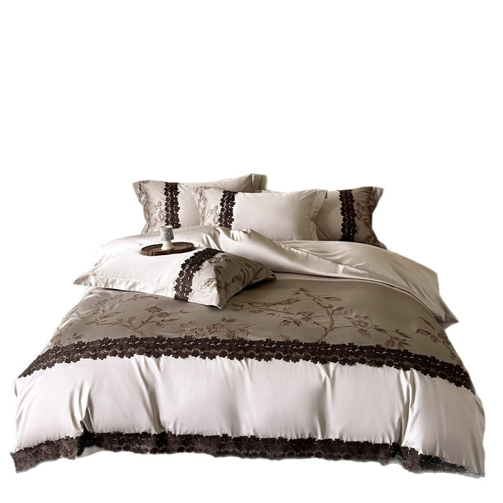 Luxury Embroidered Cotton-Satin Duvet Cover Set
