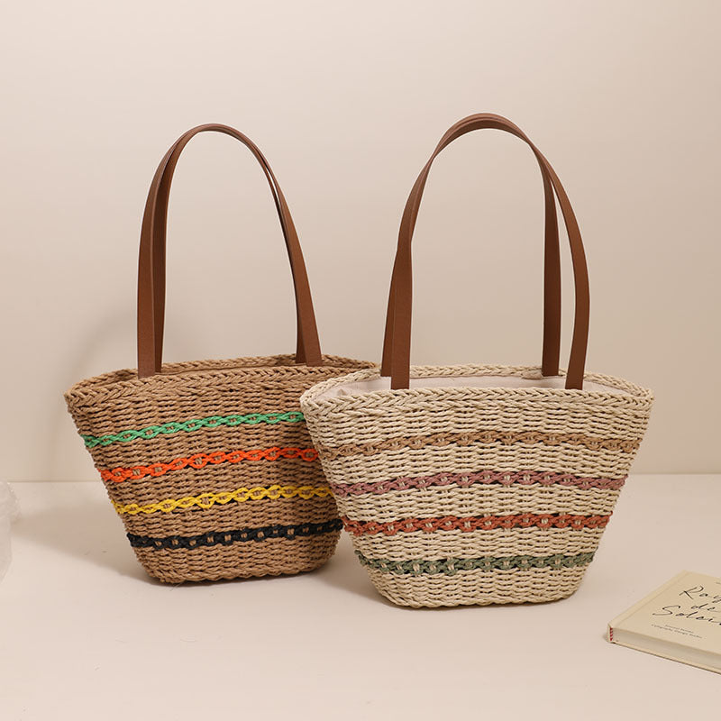 Trendy Straw Bag with Colorful Details Stornfield