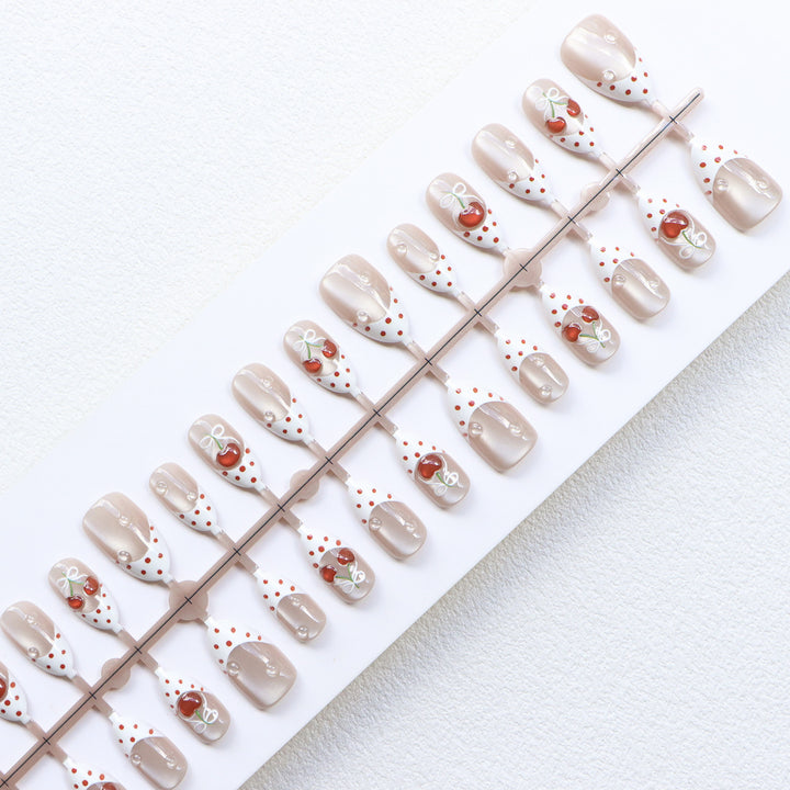 Charming Cherry-Themed Press-On Nail Set Stornfield