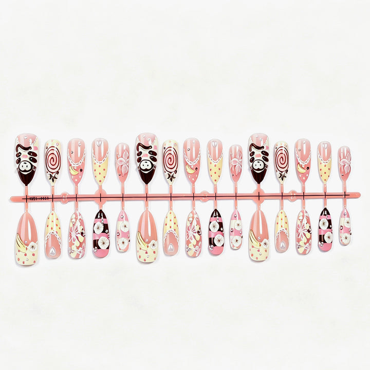 Artificial nail set with cute animal and dessert design Stornfield