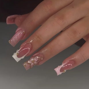 Creative 3D Bow and Pearl Nail Extensions Stornfield