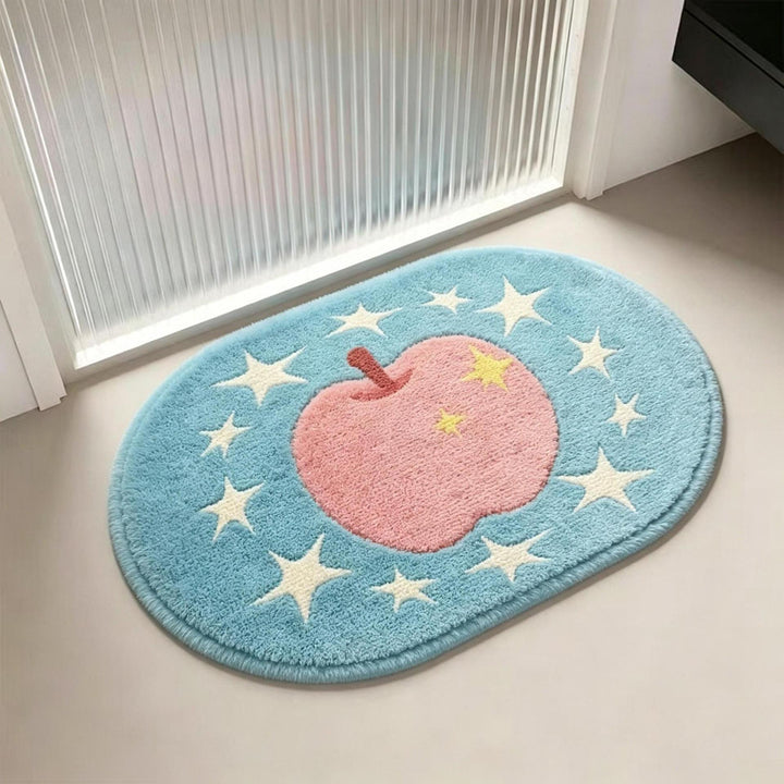 Apple-Themed Plush Bath Mat