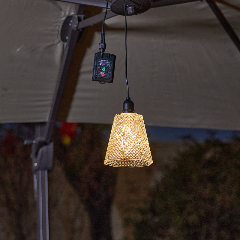 Solar USB Rechargeable Textured Glass Pendant Light Stornfield