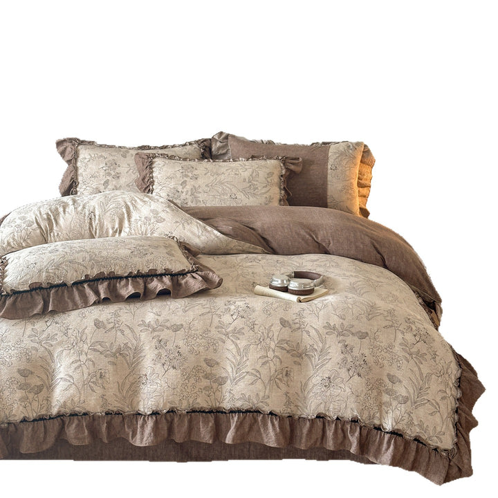 Ruffled Floral Pattern Bedding Set