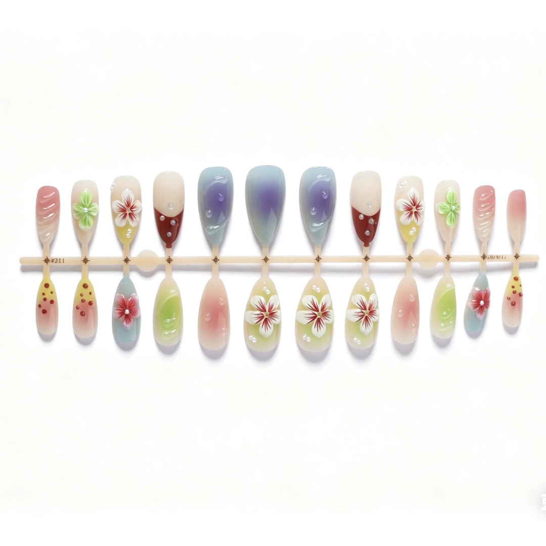 Artistic Floral Gradient Press-On Nail Set Stornfield