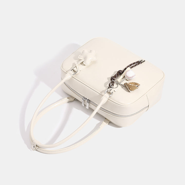 Trendy Handheld Satchel Bag with Decorative Charms