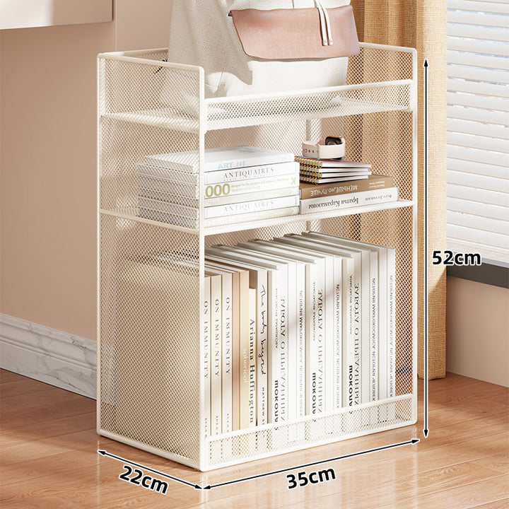 Vertical Grid-Mesh Double-Layer Desktop Book and Stationery Organizer