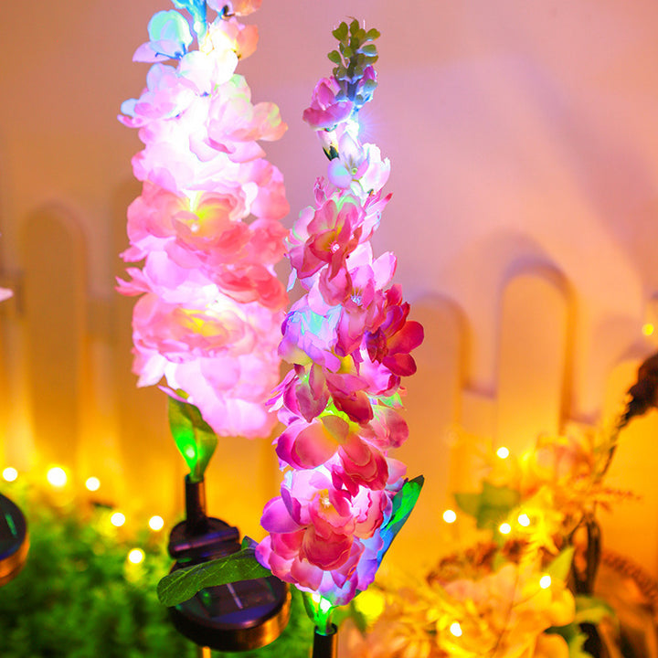 Decorative Tall Artificial Delphinium Garden Stake With Stainless Steel Spike And Adjustable Clip Stornfield