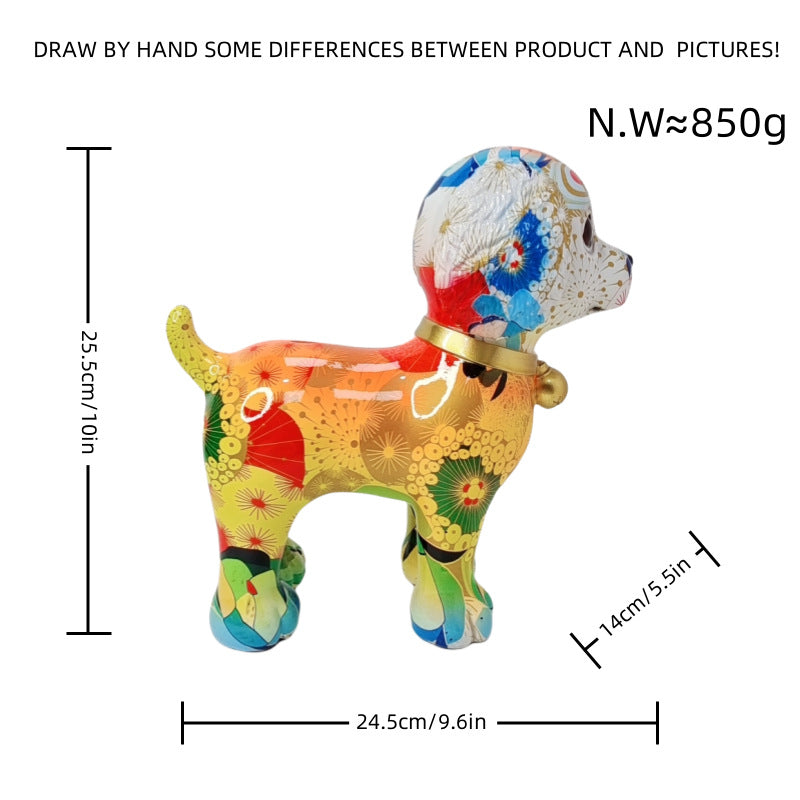 Artful dog sculpture with colorful design Stornfield
