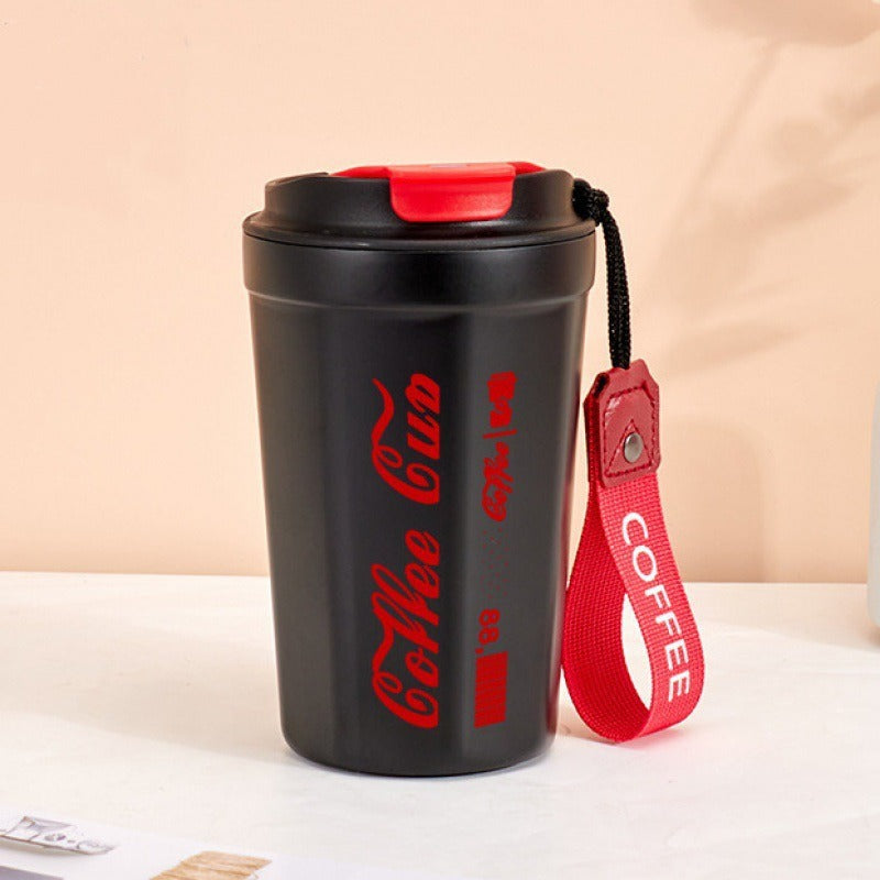 Women's insulated coffee cup with practical carrying device Stornfield