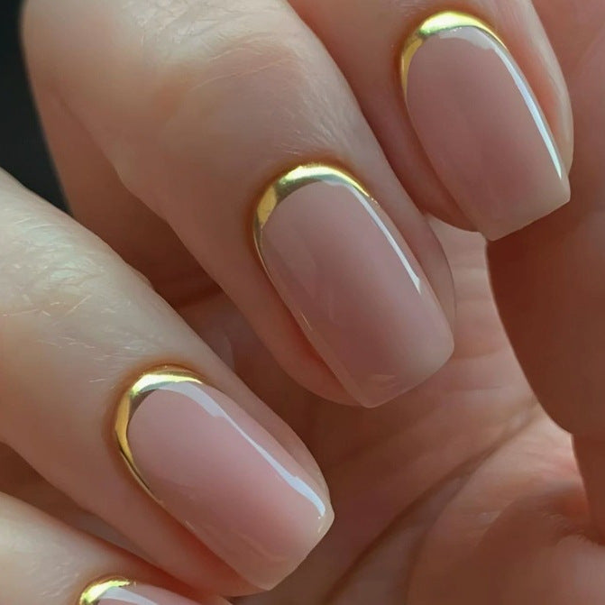 Luxurious Gold-Trimmed Gel Nail Enhancements Stornfield