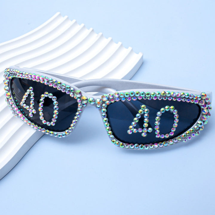 Women Glamorous Rhinestone Sunglasses with Custom Designed Inscription Stornfield