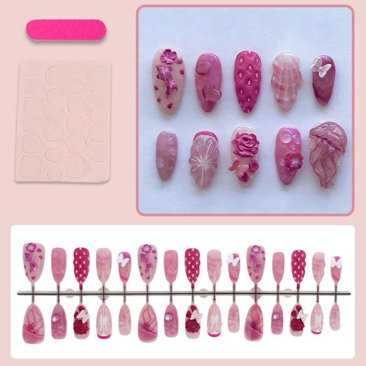 Artificial Nail Set with Floral and Maritime Designs Stornfield