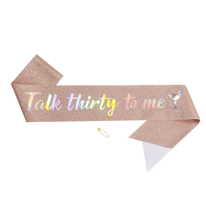 Ladies Glittering Birthday Sash with Festive Print Stornfield