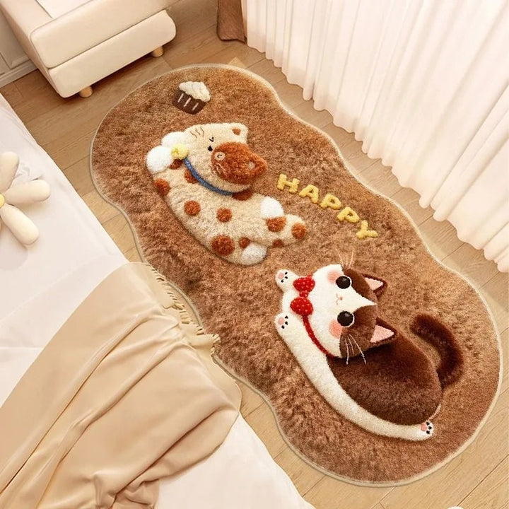 Cat-Themed Soft Plush Floor Mat
