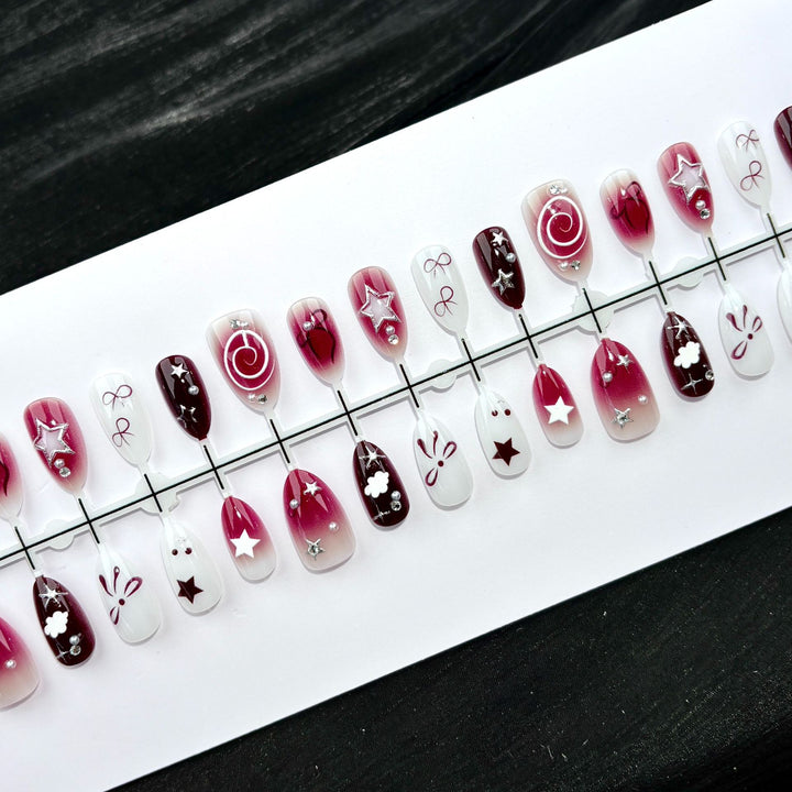 Elegant Polka Dot and Lace Press-On Nail Set
