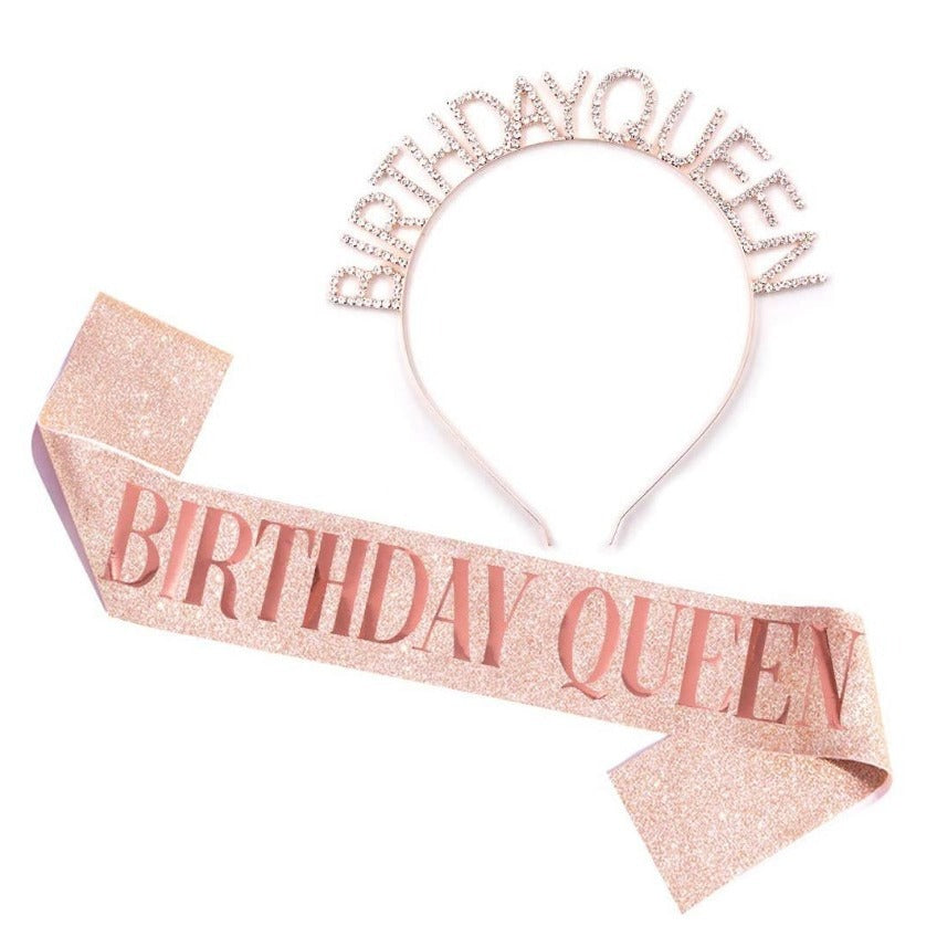 Ladies Glittering Birthday Crown with Festive Sash Stornfield