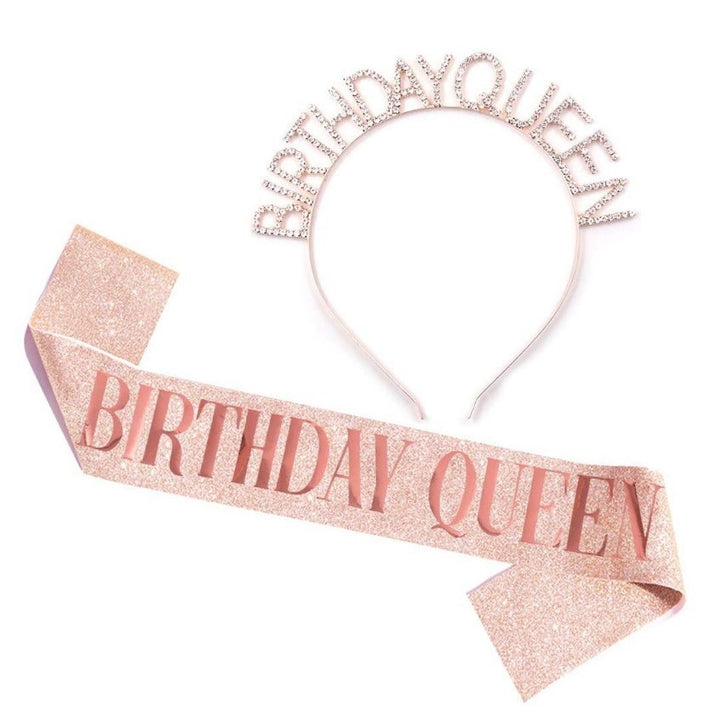 Ladies Glittering Birthday Crown with Festive Sash Stornfield