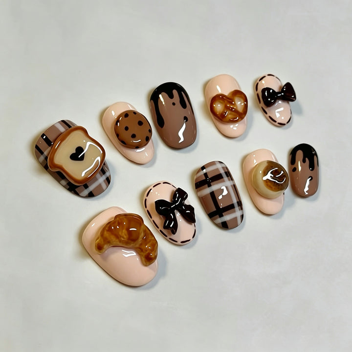 Gourmet Dessert-Themed Press-On Nail Art Set