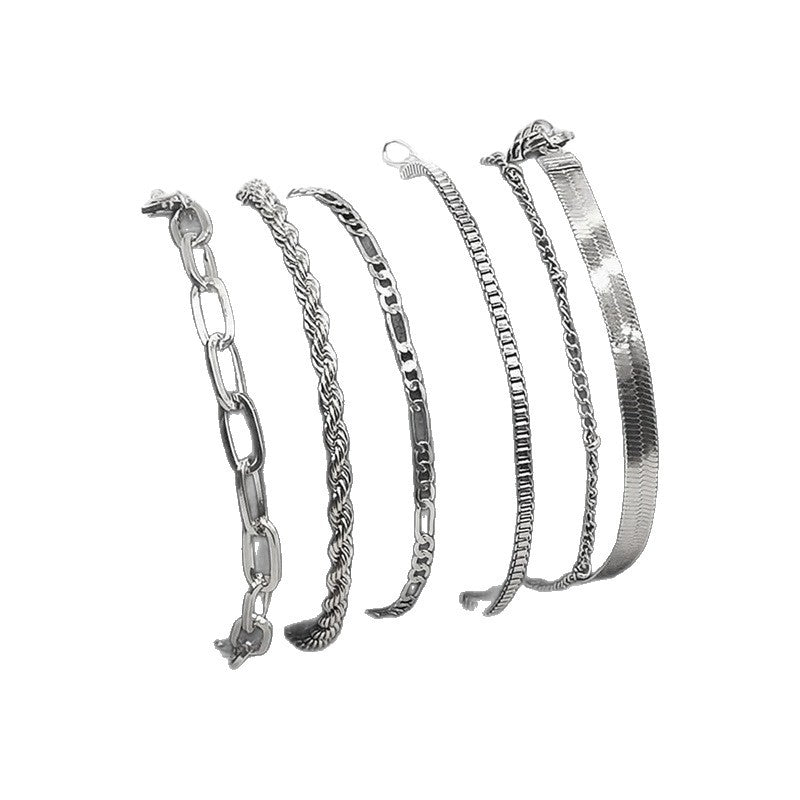 Multiple Textured Chain Bracelet Set Stornfield
