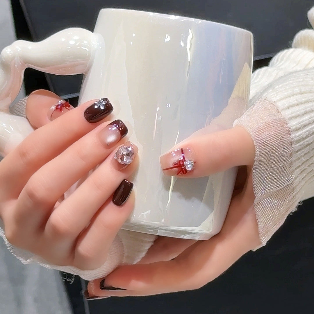 Elegant Decorative Press-On Nail Extensions with Pearls Stornfield