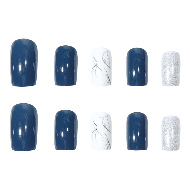Elegant Marble-Themed Press-On Nails Stornfield