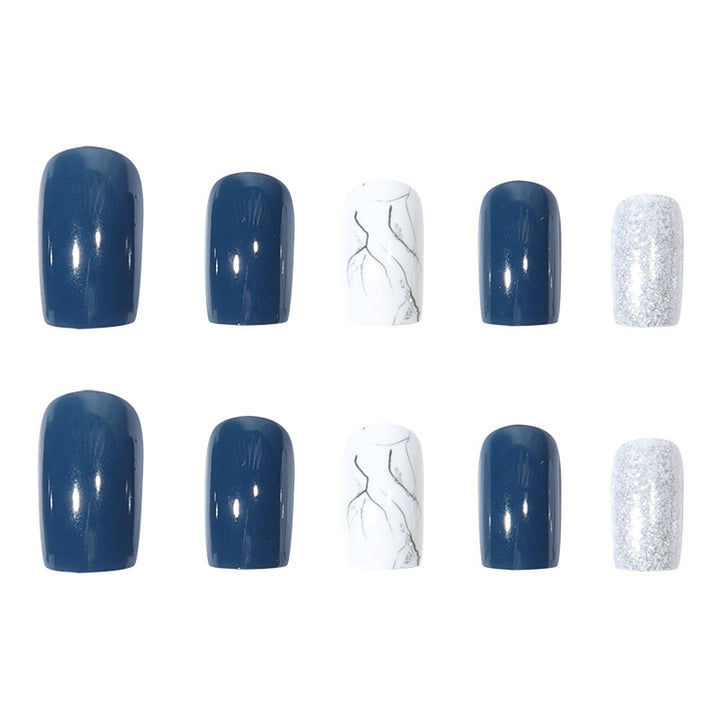 Elegant Marble-Themed Press-On Nails Stornfield