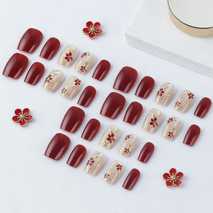 Elegant Floral Press-On Nail Set Stornfield