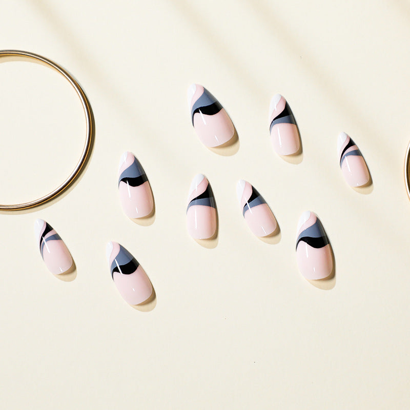 Artful nail extensions with creative wave pattern Stornfield