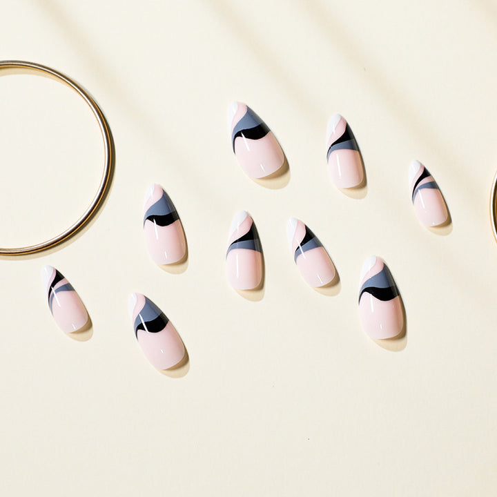 Artful nail extensions with creative wave pattern Stornfield