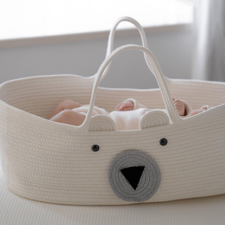 Braided Rope Storage Basket with Sturdy Handles and Decorative Felt Emblem